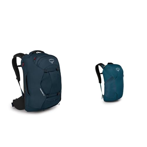 Osprey Europe Herren Farpoint 40 Rucksack, Gedecktes Space Blue, Einheitsgröße & Farpoint Fairview Travel Daypack Unisex Travel Backpack Night Jungle Blue O/S