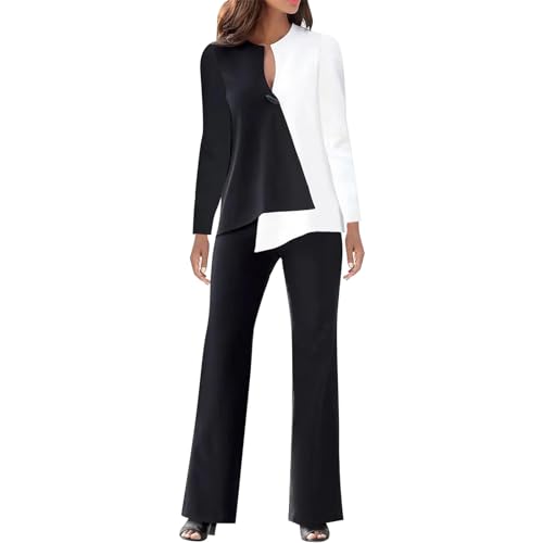2-teiliges Damen-Outfit, formell, elegant, langärmelig, weites Bein, Blazer, Anzug, Co-Ord-Sets, passendes Set, Trainingsanzug, Hosenanzüge, Hochzeit, Abschlussball, Abend, Hosenanzug für die Mutter