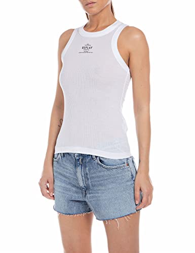 Replay Damen W3792 Trägershirt / Cami Shirt Westlich, 001 White, XXS