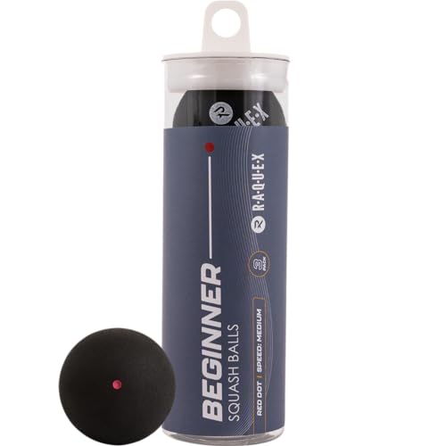 Raquex Squashbälle im 3er-Tube – 4 Geschwindigkeitsoptionen – Elite Doppelgelb, Intermediate Gelb, Rot Squashbälle Anfänger, Junior Blau. Von der WSF zugelassener Squashball