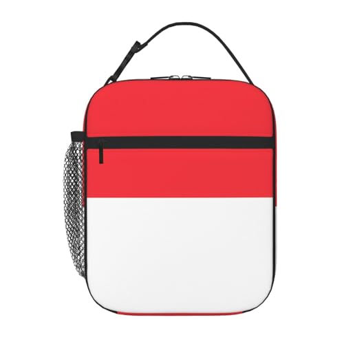 YYHWHJDE Tragbare isolierte Lunchtasche, indonesisches Flaggenmuster, wiederverwendbar, langlebig, für Damen und Herren, leicht zu tragen
