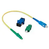 Conectra® - Glasfaser Patchkabel Jumper Set mit passenden Adaptern | LC/APC auf SC/UPC | gelb | OS2 | Singlemode | Simplex | ideal für FTTH Heimnetzwerke (Länge 25 cm)