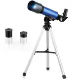 Cowiewie Teleskop Astronomisches Einsteiger Telescope für Himmelsbeobachtung Kinder Zoom 360/50mm HD Teleskope für den Außenbereich tragbares Refraktor-Spektiv für Kinder/Erwachsene/Anfänger