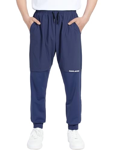 CAMLAKEE Jungen Trainingshose Kinder Sporthose Fußballhose Jungs Sommerhose Jogger Hosen mit Elastische Taille Blau DE:158-164 (Herstellergröße 160)