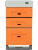 LYSON EPS 100 Styropor Dadantbeute OPTIMA mit niedrigem Varroa-Kunststoffboden bemalt (ORANGE) Halbzarge: 40×47×15,8 cm (Innenmaße) Zarge: 40×47×29,5 cm (Innenmaße)für die Selbstmontage