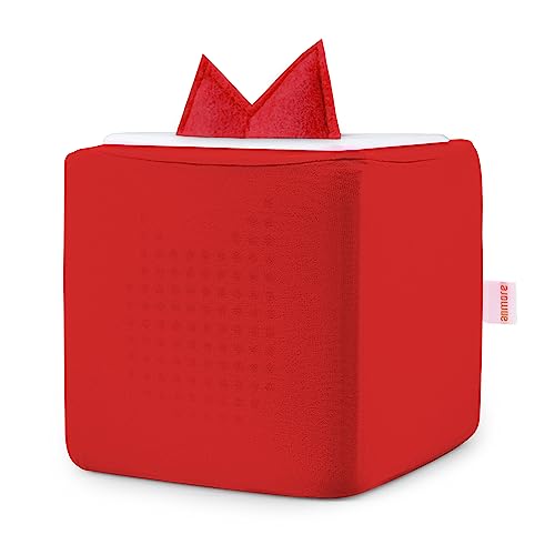Cover für Toniebox, Schutzhülle mit Filzbezug für Tonie-Ohren, Rot, Staubschutz