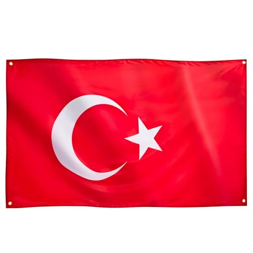 Runesol Türkei Flagge, 91x152cm, Türkei Fahne, 4 Ösen, eine in jeder Ecke, Tag des Sieges, Türkischer Tag der Republik, Premium Fahnen für draußen und drinnen, satte Farben