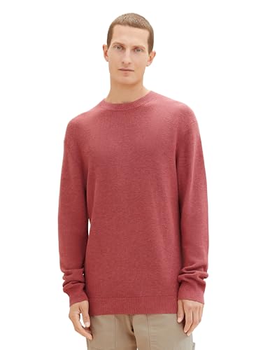 TOM TAILOR Herren 1038238 Cosy Basic Crewneck Strick-Pullover, 32621-burned Bordeaux red Melange, L