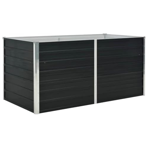 vidaXL Hochbeet Pflanzbeet Frühbeet Gartenbeet Pflanzkübel Pflanzkasten Blumenkasten Gemüsebeet Blumenbeet Anthrazit 160x80x77cm Verzinkter Stahl
