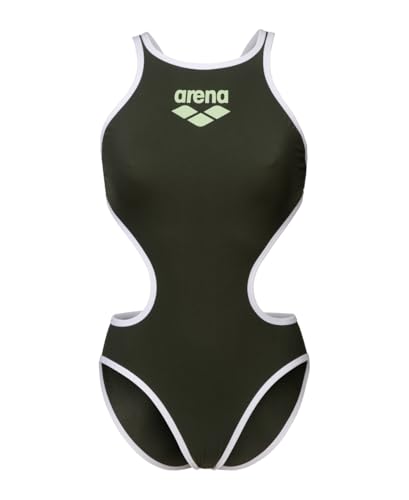 ARENA Damen One Women's Big Logo Swimsuit Badeanzug, Dunkles Salbei/Weiß, 36