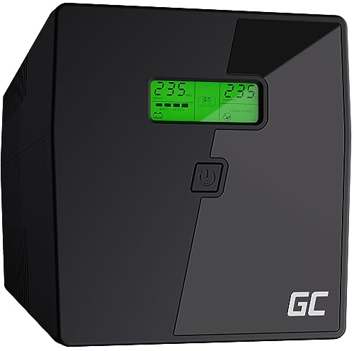 Green Cell® UPS USV Unterbrechungsfreie Stromversorgung 1000VA (600W) mit Überspannungsschutz 230V Line-Interactive Spannungsregelung AVR USV-Anlage USB/RJ45 2X Schuko 2X IEC Ausgänge LCD Bildschirm