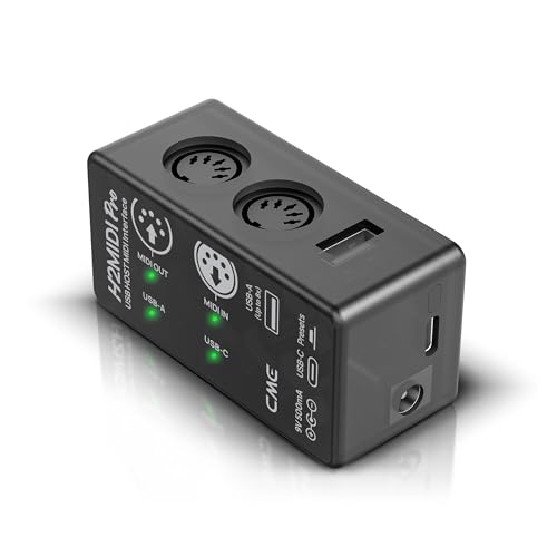 CME H2MIDI Pro – USB Host MIDI Interface mit Router, Filter, Mapper, 32-Bit Prozessor, Dual Power, kompakt & vielseitig für Gitarristen und Produzenten