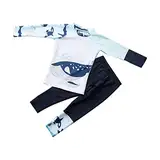 Rashguard für Kleinkinder, Jungen, zwei Badeanzüge, langärmelig, Sonnenanzüge, Surfen, Bademode, Damen-Badeanzüge mit Jungen-Shorts, blau, 4-5 Jahre