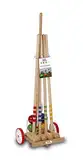 GICO Qualitäts Krocketwagen/Krocket/Croquet für 4 Spieler aus Holz im Transportwagen. Der Outdoor/Garten Spielspaß mit Qualitätsware aus Massivholz für die ganze Familie -Made in EU-3110