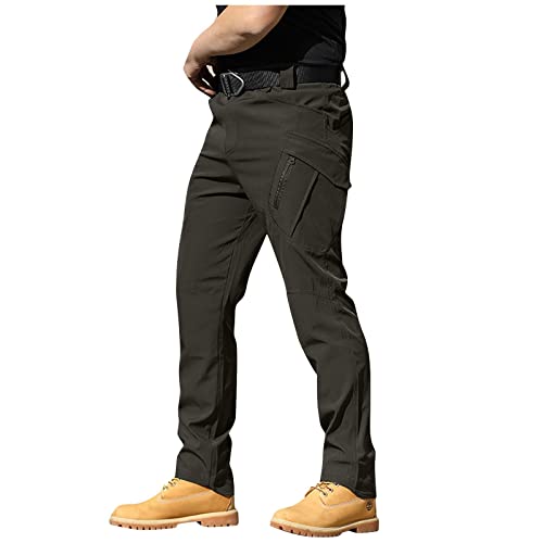 Topassion Cargohose Herren mit Taschen Hose Sommer Cargo Hosen Baggy Arbeitshosen Männer Sommerhose Bequeme Freizeithose mit Gummizug Einfarbig Pants Jogginghose Reisverschlusstaschen (Gray,3XL)