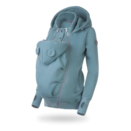 fun2bemum Baby Tragejacke für Mama Känguru Kapuze Pola Dust Mint VORNE/HINTEN (M)