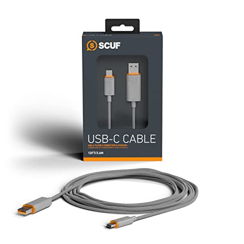 Scuf Geflochtenes USB-C-Kabel – 6 Fuß / 2 Meter USB Typ C für Anschluss und Aufladung für Xbox-Controller, PS5-Controller und Smartphones - Hellgrau