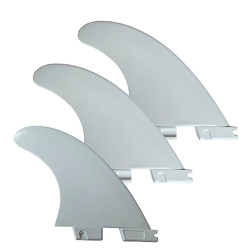 UP100 3 Teile/Satz Tri G5 Surfbrett Flossen kompatibel für FCS 2 Flossen Box SUP Surfing Fin 1 Center + 2 Side 2 Farben (Weiß)