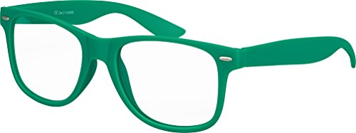 Balinco Nerd Sonnenbrille mit Klarglas matte Rubber Retro Vintage Unisex Brille mit Federscharnier (Dunkelgrün)