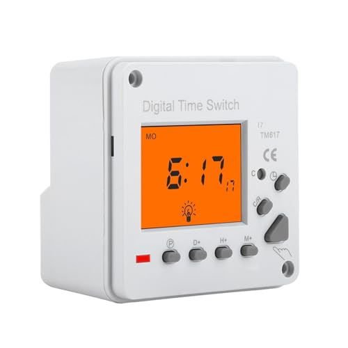Elektronischer Timer Zeitschaltuhr, Aufputz Digital Zeitschalter mit Hintergrundbeleuchtung LCD Programmierbare Zeitschaltuhr für Haushaltsgeräte Straßenlaterne Neonlicht(220V AC)