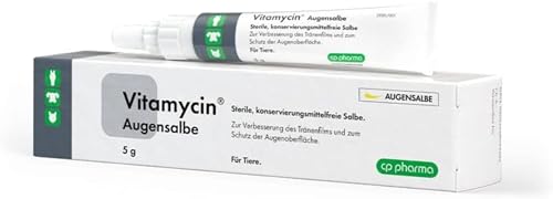 cp-pharma Vitamycin Augensalbe | 5 g | Augensalbe für Hunde, Katzen und Pferde | Kann unterstützend zur Augenpflege beitragen | Kann dabei helfen den Tränenfilm zu verbessern