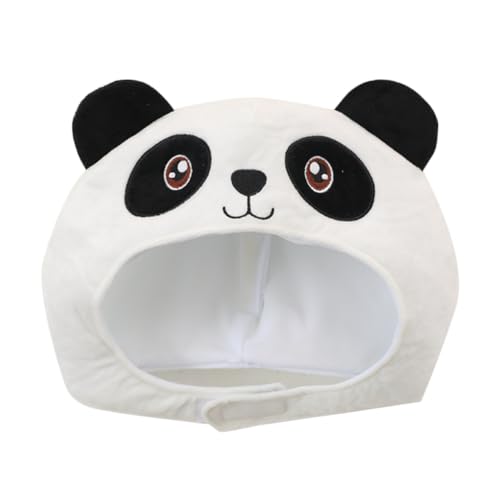 FELTECHELECTR Panda-kopfbedeckung Tier-cosplay-kappe Cartoon-kappe Panda-baskenmütze Neuheit Partykappe Party-foto-requisite Damen-stirnband Partykostüm Cartoon-kopf Weiß Fräulein Plüsch Hut