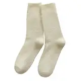 XTBFOOJ Baumwollsocken Damen 39-42 Frauen Winter Einfarbig Samt Verdickt Samt Hause Boden Socken Entbindung Plüsch Schlaf Socken Mittlere Waden socken Socken Damen 35-38 Schwarz (Beige-6, One Size)