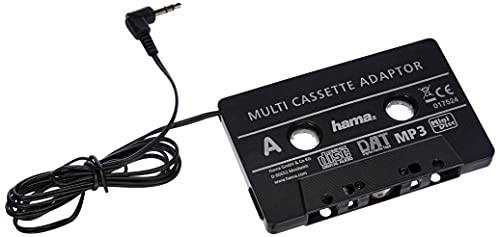 Hama KFZ-Kassettenadapter (Smartphones/MP3-/CD-Player/iPod/Tablets am Autoradio, Tape mit 3,5 mm Klinkenstecker, Stereo) schwarz