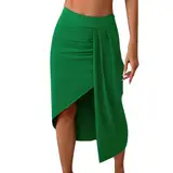 Blitzangebote des Tages Damen Maxirock Boho Damen Frühling Und Einfarbig Faltenrock Casual Fashion Nylon Badeshorts Strand Halbrock Teller Damen Angebote des Tages Heute Damen