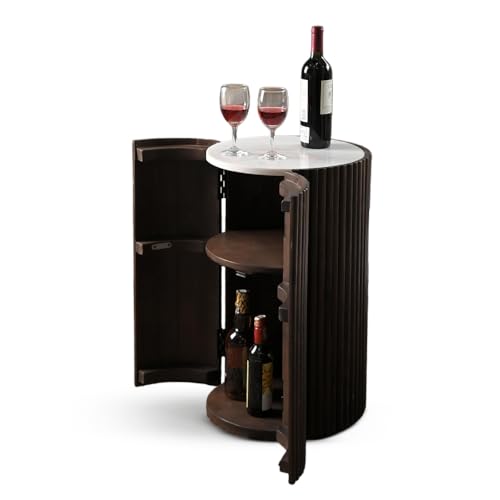 iAnanas Barschrank Premium Luxus Rustikales Weinregal aus Holz mit Marmorplatte dekorativer Weinständer Stauraum für Getränke und Gläser ideal für Wohnzimmer Party Raum Bistro Hausbar