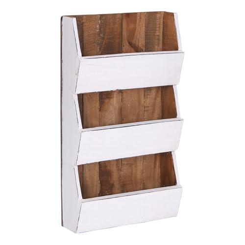 DESIGN DELIGHTS ZEITUNGS WANDREGAL NEWS 60 | Mahagoni massiv, 60x38x11cm (HxBxT) | Zeitungsregal, Magazinhalter | Farbe: 06 weiß-landhaus
