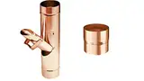 Sanitärshop Baustoffe & Sanitär Set: 1 x Regenrohrklappe OHNE Sieb Kupfer in den Größen inkl. Steckmuffe zum mühelosen Verbinden der Klappe bei abgeschnittenen Rohren (100mm)