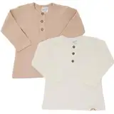 2er-Pack Langärmelige Kinder-T-Shirts mit Knöpfen aus 100% Baumwolle – Weiche und Atmungsaktive Essentials für Jungen und Mädchen (18-24 Monate, Beige - Ecru)