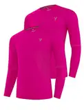 Youper 2er-Pack Youth Performance Shirt UPF 50+ Dry Fit Athletic Langarm T-Shirts für Jungen und Mädchen, neon pink, L