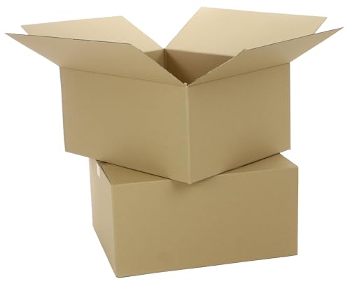 WePack 50 Stück Faltkarton 350x300x200 mm Versandkarton E-commerce Karton 1-Wellig 400G Braun Kartonage Verpackung Postkarton Versandschachtel Paket Päckchen
