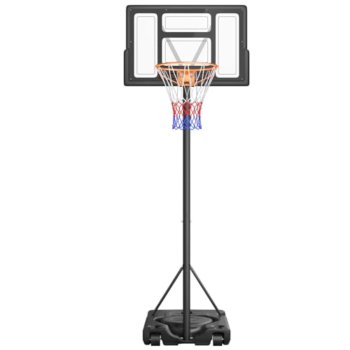 YOLEO Basketballkorb Outdoor, Basketballkorb mit Rollen, 130-305 cm Höhenverstellbar, Tragbarer Basketballständer für Erwachsene Kinder