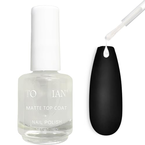 Virellay 16 ML Matte Topcoat, Top Coat Matt Nagellack Schnelltrocknend ohne UV-Lampe, Klarlack nagellack, Matt TopCoat ohne Schwitzschicht für Nagelstudio DIY Home (Matte Top Coat, 16 ML)