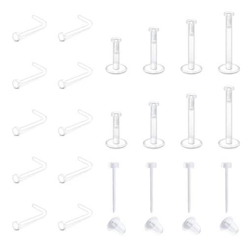 Briana Williams Klar Piercing Retainers Set Bioflex Lippe Nase Augenbraue Zunge Bauchnabel Piercing Ohr Ohrring Plastik
