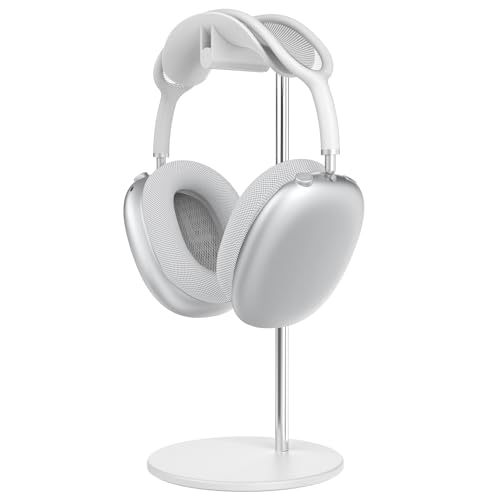 Kopfhörer Ständer Weiß, Headset Halterung Halter Tisch mit Aluminium Basis, kompatibel mit AirPods Max, Sennheiser, Beats, Bose, B&O, Sony, Gaming usw