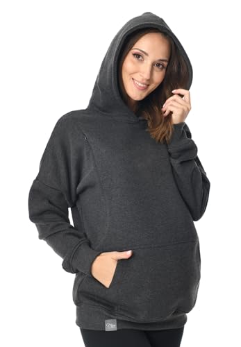 MijaCulture Umstandsmode 2in1 Stillpullover & Umstandspullover Stilltop Stillpulli Molly M001 (XXL, Graphite)