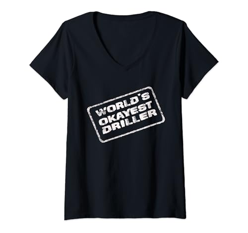 Damen Der Okayest Driller der Welt Lustiger sarkastischer Reparaturunternehmer T-Shirt mit V-Ausschnitt