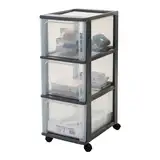 Iris Ohyama, Kunststoff Schubladenbox mit 3 tiefen Schubladen, Schwarz, Easy-Pull-System, A4, A5 & A6 Format, Schreibtisch Organizer für Büro, Schule, Schreibwaren, BPA-frei, Schubladenschrank,