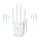 WLAN-Verstärker, Erweiterungsverstärker, 300 Mbit/s, hohe Leistung mit 4 Antennen, mit Repeater/AP-Modus, Verstärker mit Ethernet-Anschluss für alle WLAN-Geräte