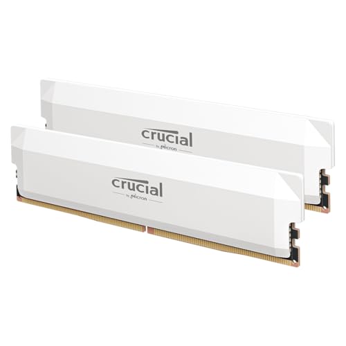 Crucial Pro DDR5 RAM 32GB Kit (2x16GB) 6000MHz CL36, Overclocking Gaming, Intel XMP 3.0 / AMD EXPO, PC Computer Arbeitsspeicher 32GB DDR5, Weiß - CP2K16G60C36U5W