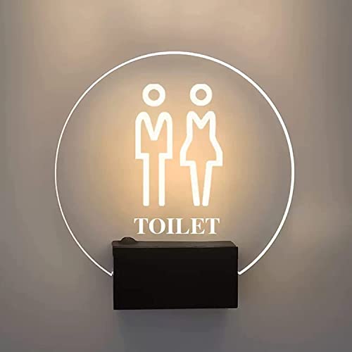 WC-Schild, männlich und weiblich, WC-Schild, Wandhalterung, Toilette, beleuchtetes Schild, 17,8 cm runde Badezimmerschilder für Büro, Geschäft oder Zuhause (D) (Farbe: A)