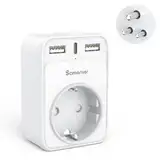 Reiseadapter Indien Adapter Deutschland Stecker Reisestecker Reiseadapter mit 2 USB 1USB C (3A) Steckdosenadapter Typ D für Sri Lanka, Indien, Nepal Indien Wand Ladegerät Ladestation