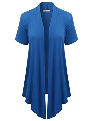EIMIN Damen Basic Solid Short Sleeve Open Drape Front Jersey Cardigan (S-3XL) - mehrfarbig - Klein
