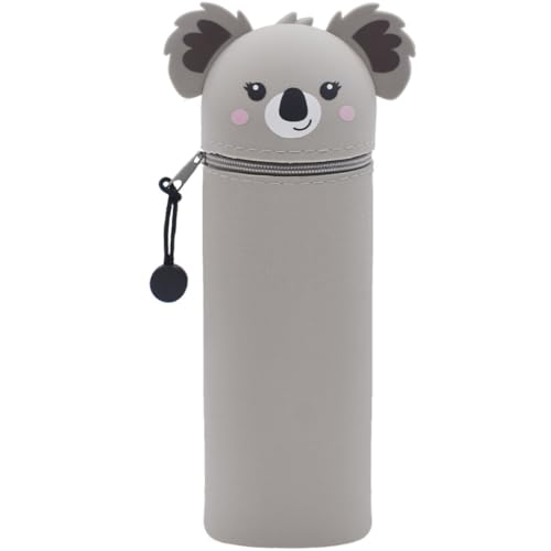 DGTSYAL 2 in 1 Weiche Silikontasche Kawaii Federmäppchen, Tischstifthalter, Reißverschluss, Stiftetasche Buntstifte Marker, Büro, Uni, niedlicher Schulbedarf, Tier-Stifthalter, Mädchen Kawaii Koala