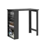 SoBuy FWT17-SCH Bartisch schwarz Küchentisch mit 3 Regalfächern Stehtisch Tresen Theke, BHT ca.: 112x106x57cm