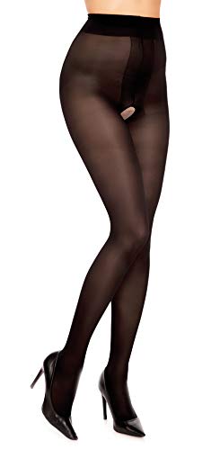 Glamory Damen Ouvert 40 Strumpfhose, 40 DEN, Schwarz (Schwarz Schwarz), XXX-Large (Herstellergröße: 3XL-(56-58))